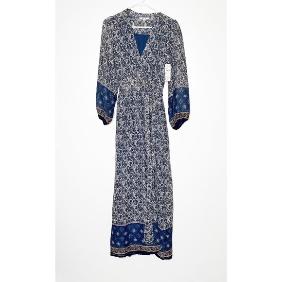Anthropologie Dresses & Skirts - NWT Anthropologie BTFL Life Boho Wrap Maxi Dress V-Neck Womens Blue Size Small
